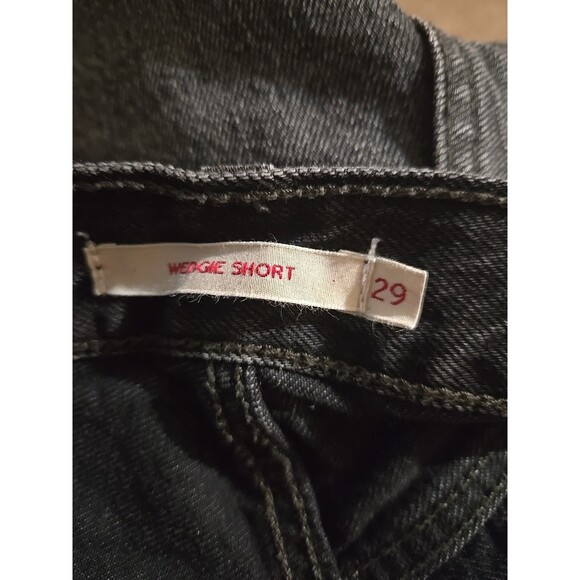 Levi's Black Denim Rhinestone Button Up High-Rise Wedgie Hot Shorts Size 29 - Picture 11 of 12